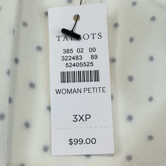Talbots Blouse Women's Size 3 XP Cream Polyester Polka Dot Top Relax Fit Casual - Picture 3 of 13